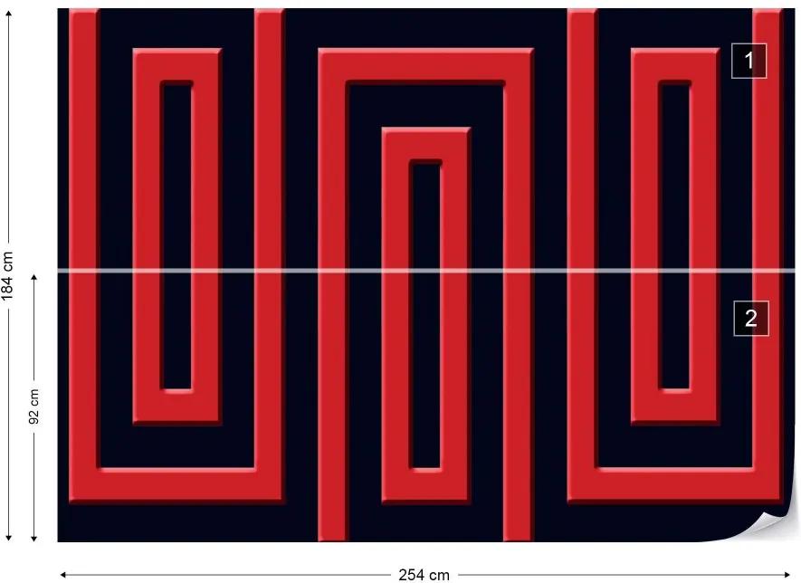 Fototapet GLIX - Red And Black Geometric Pattern + adeziv GRATUIT Tapet nețesute - 254x184 cm
