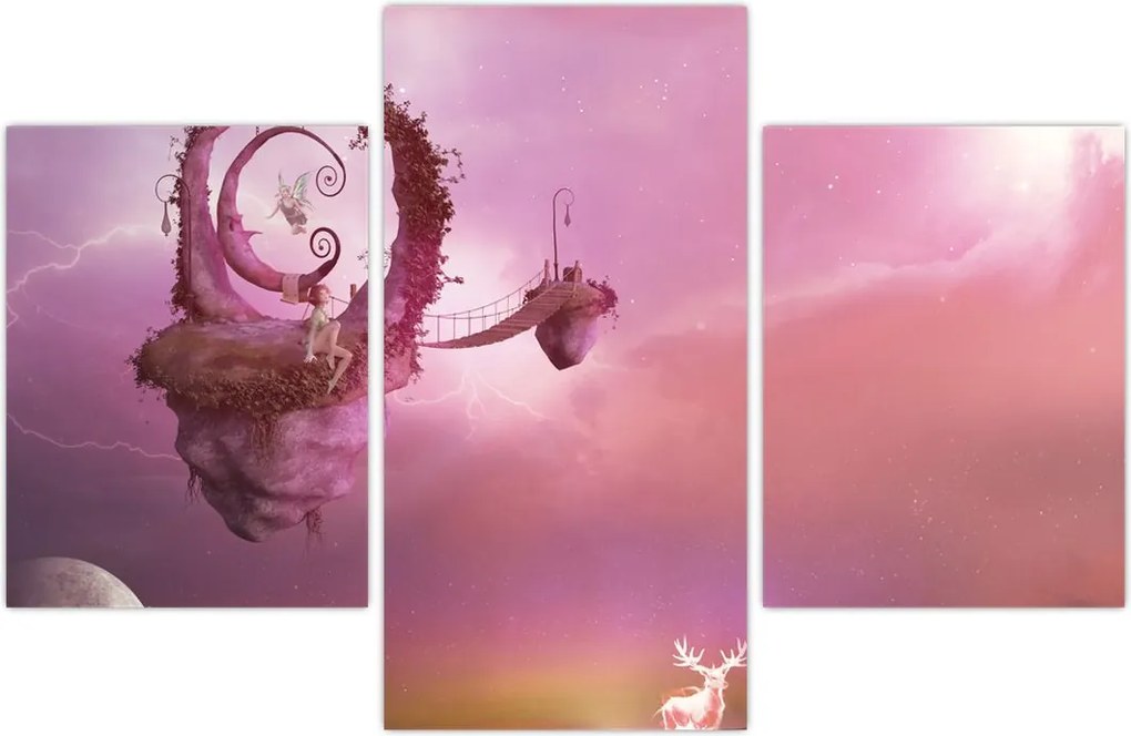 Tablou - Zână pe o insulă plutitoare (90x60 cm)