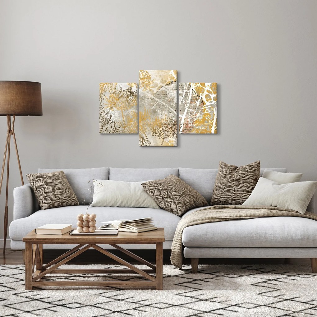 Tablou - Vintage perete cu flori (90x60 cm)