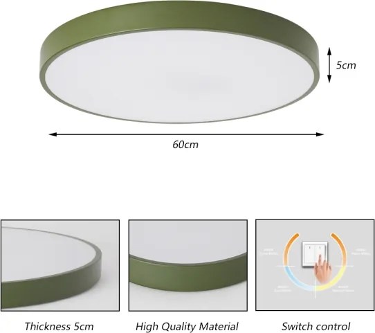 Brilagi - Plafonieră LED POOL, 60W, 230V, 3000/4000/6000K, 60 cm, verde