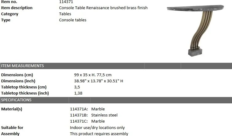 Consola design elegant LUX Renaissance, alama 114371 HZ