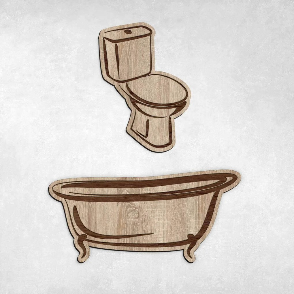 DUBLEZ | Semn indicator din lemn pentru ușă WC + Baie