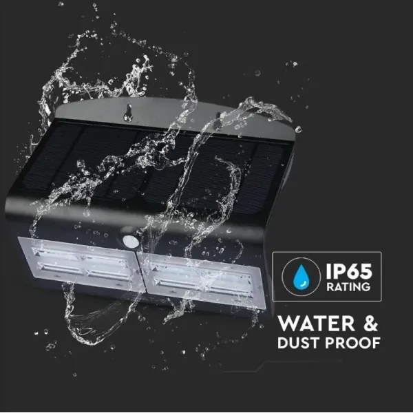 LED lampă solară de perete cu senzor, 7W, 4000K, IP65, 4000 mAh, negru