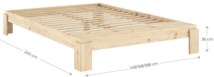 Pat matrimonial în culoare naturală din lemn de pin cu somieră 160x200 cm Layers – Karup Design