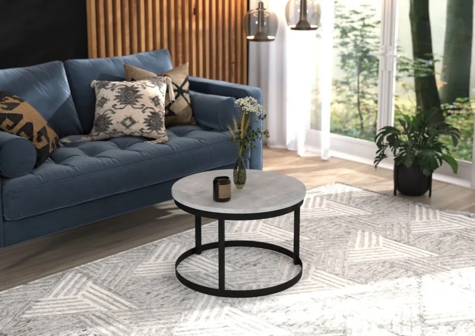 Măsuță de cafea RINEN, ADRK Furniture (Culoare: Negru / Beton)