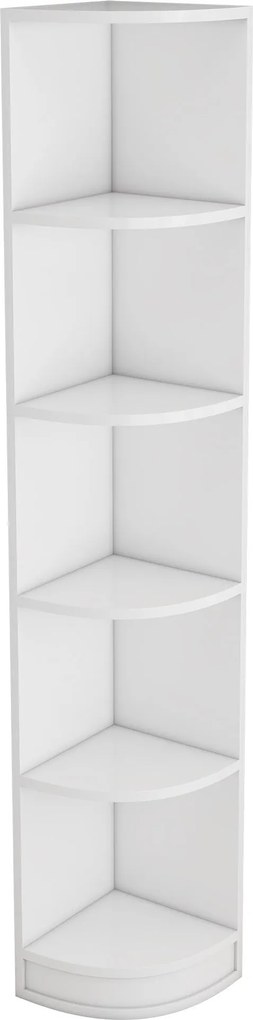 Raft de colț din MDF, design cu cinci straturi, design triunghiular care economisește spațiu, 42x30x180 cm, Alb