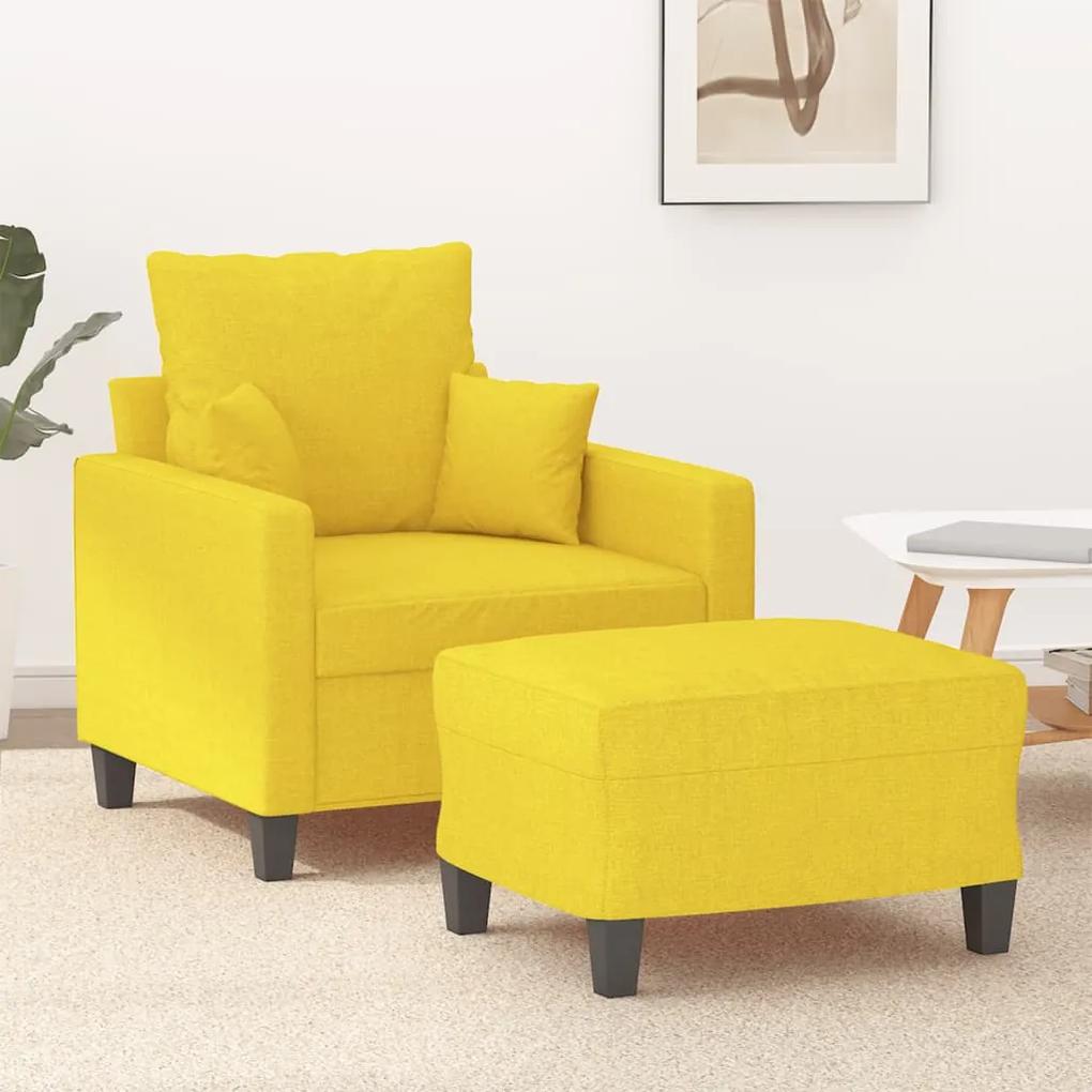 3201086 vidaXL Fotoliu canapea cu taburet, galben deschis, 60 cm, textil