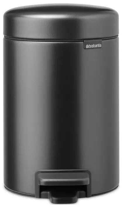 Cos de gunoi cu pedala Brabantia NewIcon 1008834, 3 L, Inchidere lina, Baza antiderapanta, Gri inchis