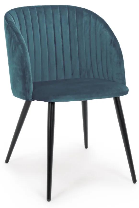 Set 2 scaune dining catifea albastra Queen
