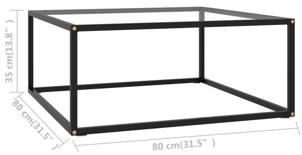 Masuta de cafea, negru cu sticla securizata, 80x80x35 cm 1, Transparent, 80 x 80 x 35 cm