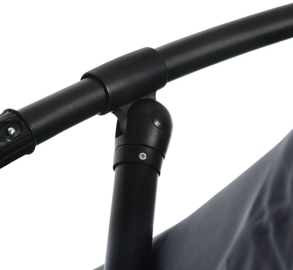 Outsunny Umbrelă de Soare cu Plasă de Țânțari, Deschidere cu Manivelă și Bază Transversală, 295x295x240 cm, Gri | Aosom Romania