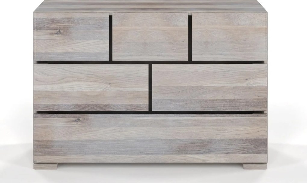 Comodă lemn masiv TerraCraft Stejar 3+2+1 Sertare, 120 × 45 × 81 cm - Bleached oil