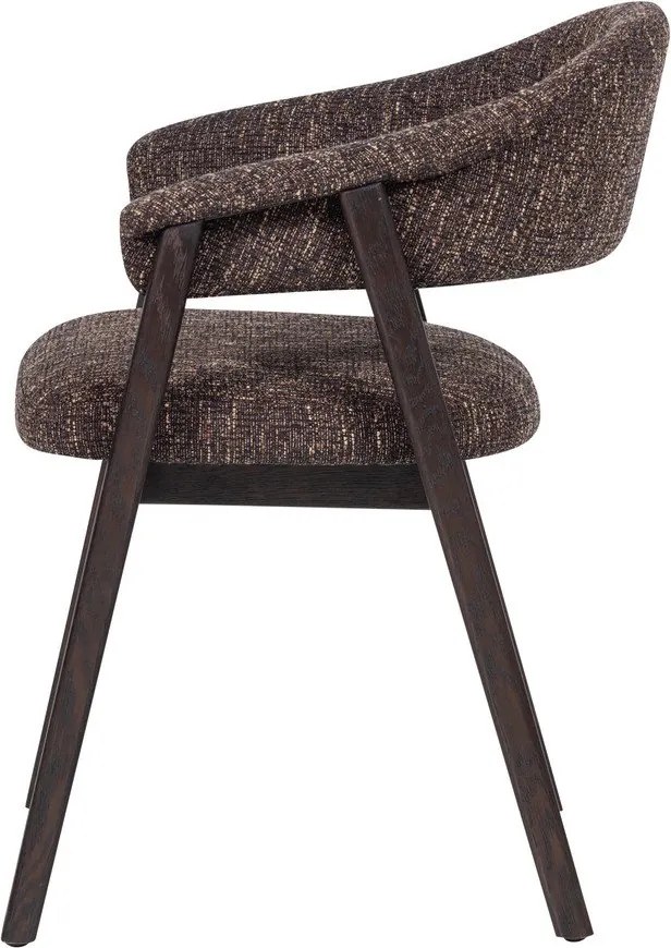 Scaun de dining maro închis cu cotiere tapițat Tunar – WOOOD