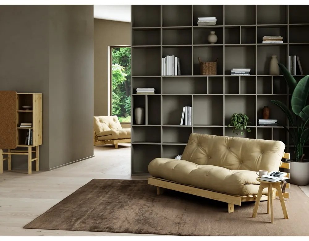 Canapea galbenă extensibilă 160 cm Roots - Karup Design