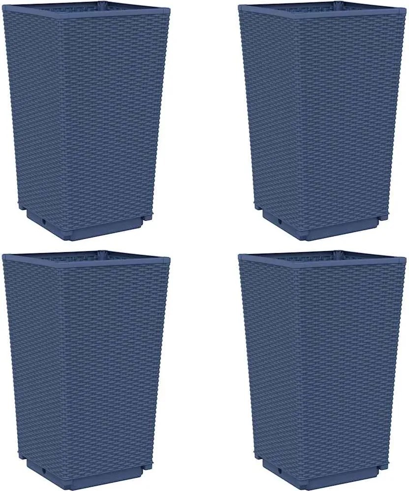 vidaXL Jardiniere de grădină, 4 buc., albastru gri, 32,5x32,5x57 cm, PP