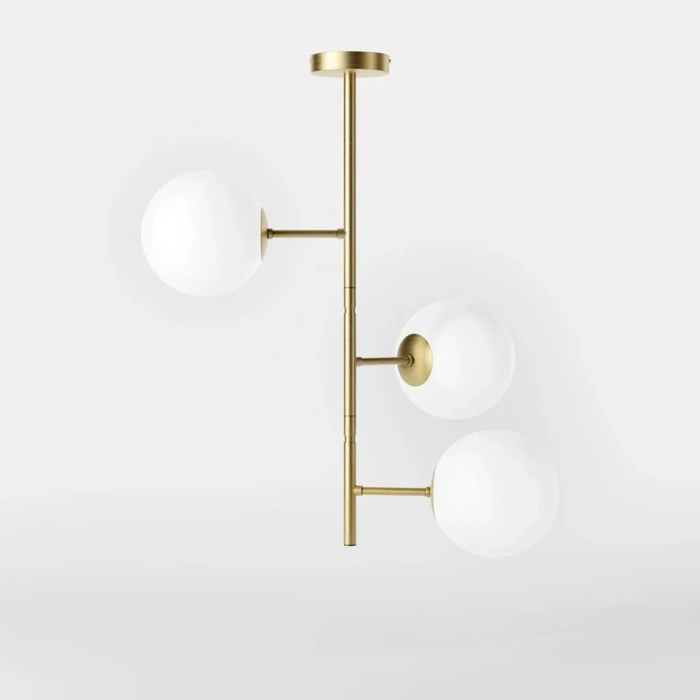 Lustra din alama cu sfere albe din sticla Musa