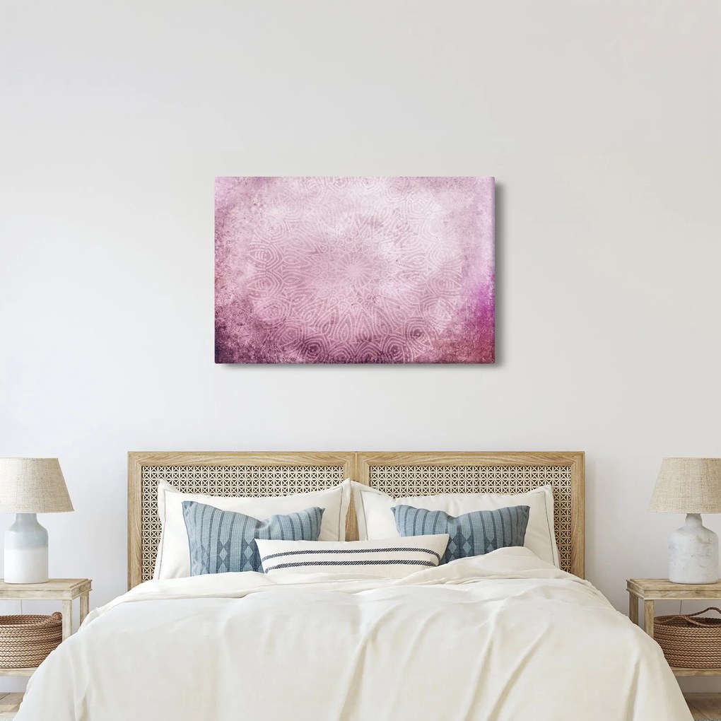 Tablou - Mandala pe zid roz (90x60 cm)