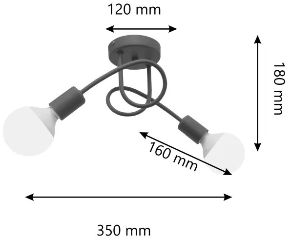 Lustr pentru copii OXFORD 2xE27/15W/230V, gri, montaj plafonieră