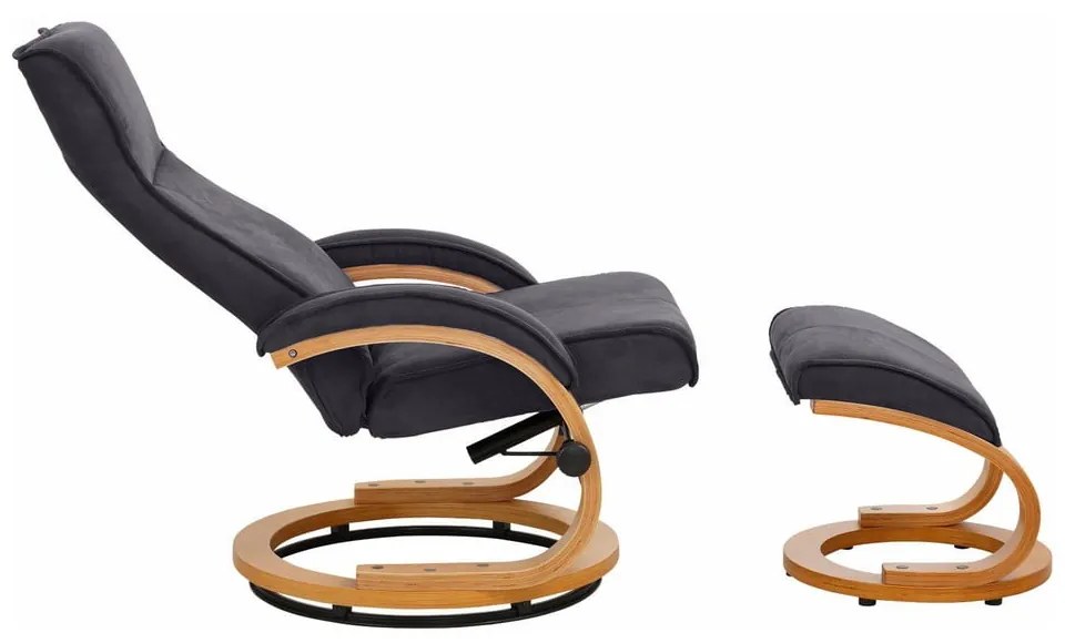 Set fotoliu și taburet cu tapițerie textilă Støraa Rika, gri