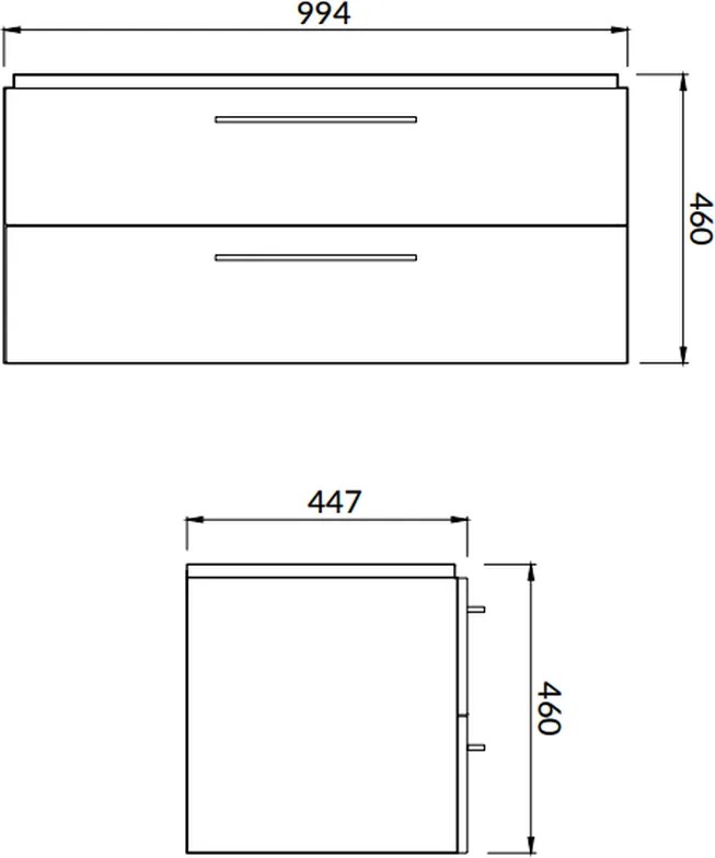 Set dulap baie suspendat Lara 2 sertare cu lavoar Cersanit Mille, 100 cm, nuc - Resigilat