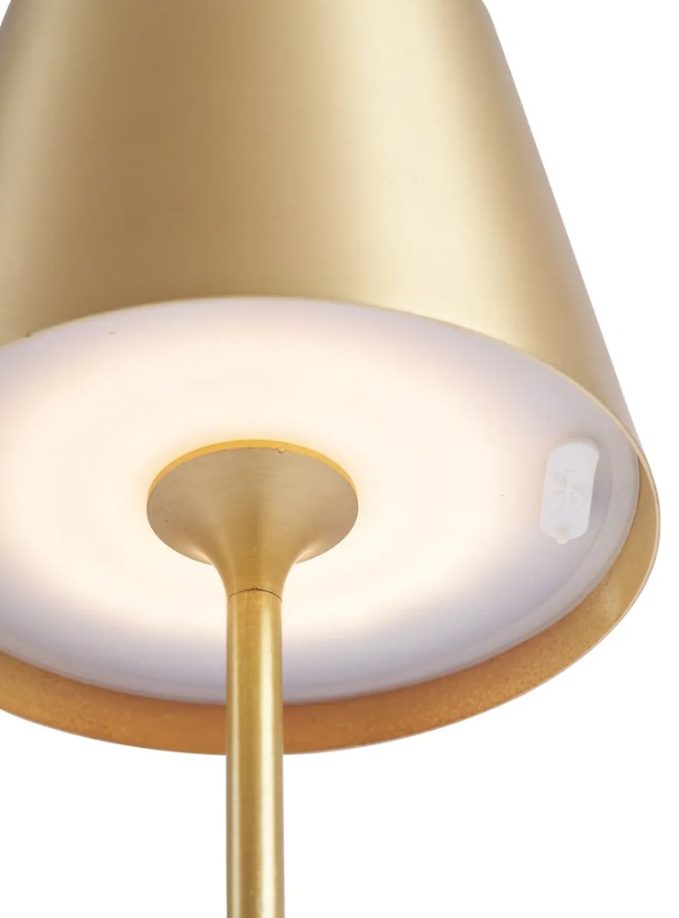 Lampă de masă modernă aurie 37cm incl. LED Dimmable IP54 Reîncărcabilă - Topi