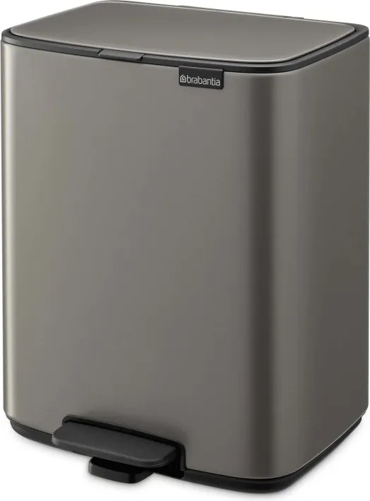 Cos de gunoi Brabantia Bo Pedal 1010128, 12 l, Inchidere usoara, Baza antiderapanta, Gri