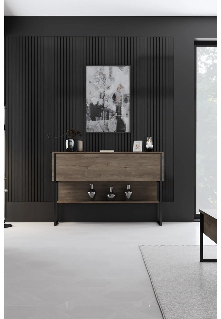Măsuță consolă Luna 4 (Negru + Nuc) . 1102306