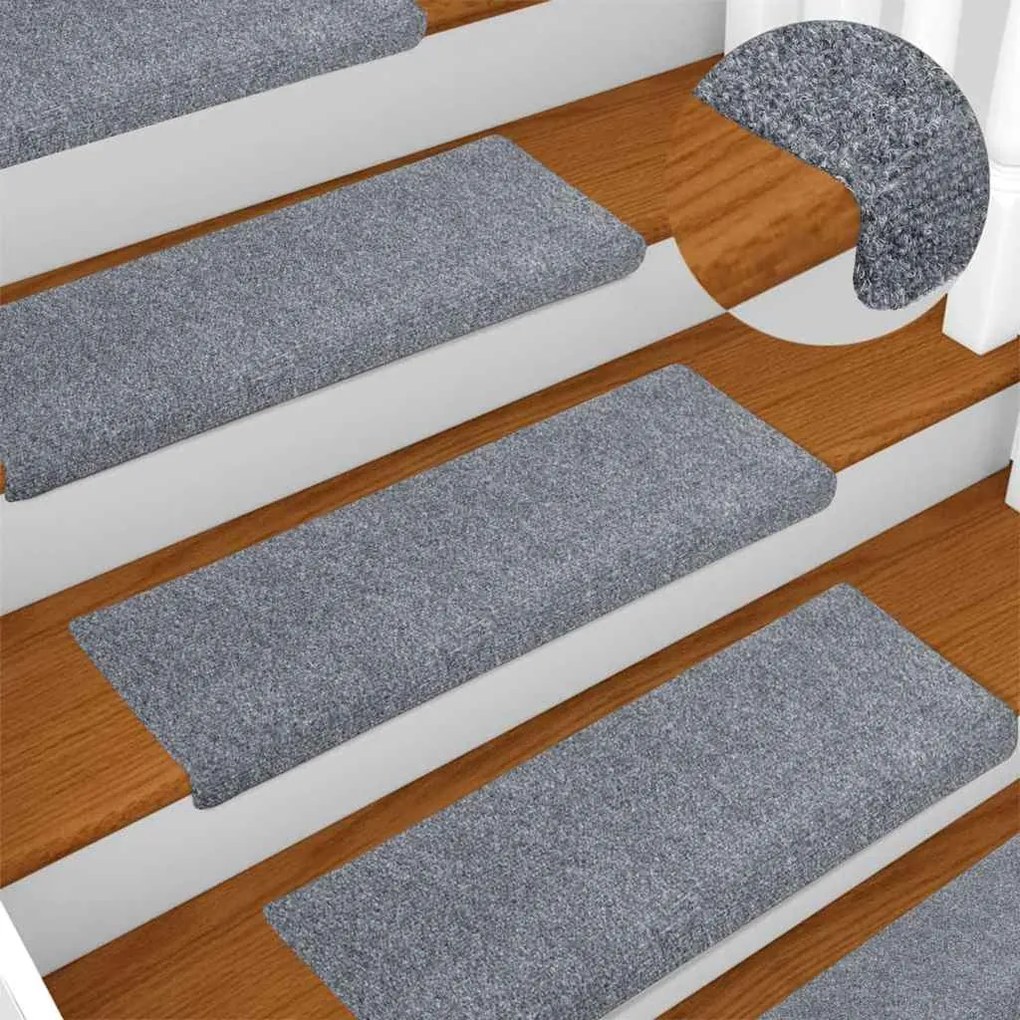 vidaXL Covorașe autoadezive pentru scări, 30 buc., 65x21x4 cm, gri deschis, cu margini dreptunghiulare