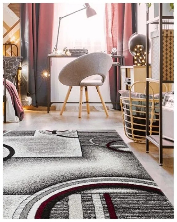 Covor Phoenix model cercuri gri-negru 3025-244 Selectează mărime: 080 X 150