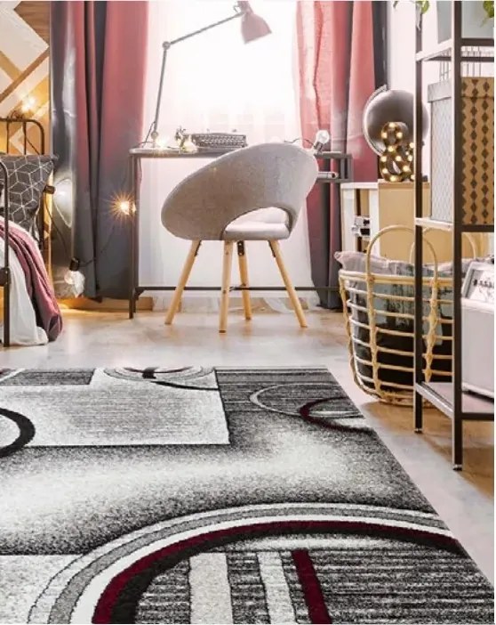 Covor Phoenix model cercuri gri-negru 3025-244 Selectează mărime: 120 X 170