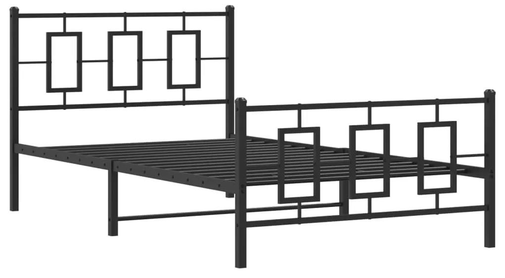 374255 vidaXL Cadru pat metalic cu tăblii de cap/picioare, negru, 107x203 cm