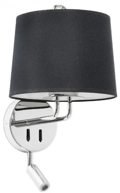 Aplica perete cu reader LED moderna design elegant MONTREAL crom/negru