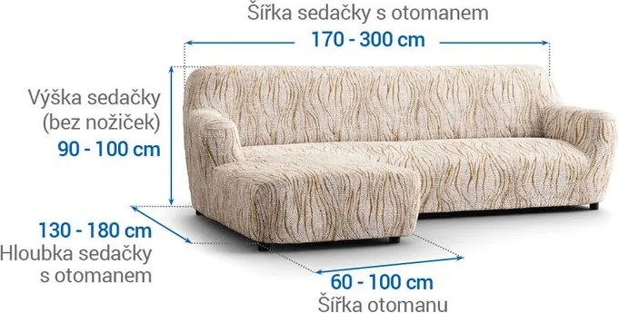 Gaico Huse bielastice UNIVERSO NOU bej cu dungi canapea cu otoman stânga (l. 170 - 300 cm)