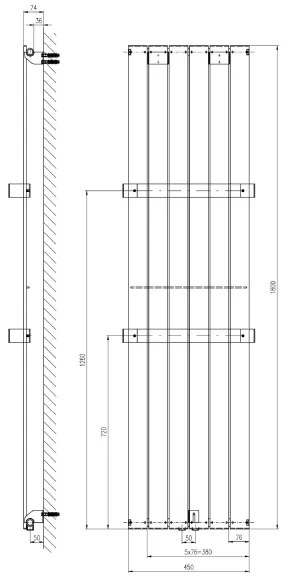 Sapho - Radiator pentru baie COLONNA 910W/230V 45x180 cm argintiu