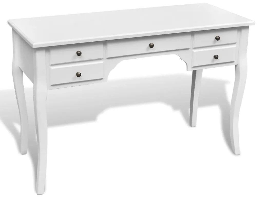 vidaXL Birou în stil franțuzesc din lemn cu picioare curbate și 5 sertare