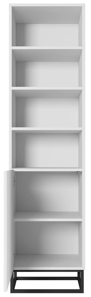 Bibliotecă Asha 50 cm pe soclu de metal - alb mat