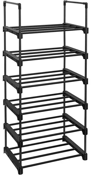 Suport Pentru Incaltaminte Cu 6 Niveluri, Negru, 45 Cm