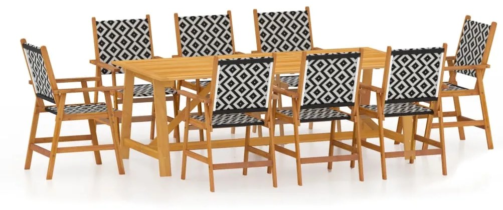 Set mobilier de gradina, 9 piese, lemn masiv de acacia Lungime masa 120 cm, 9