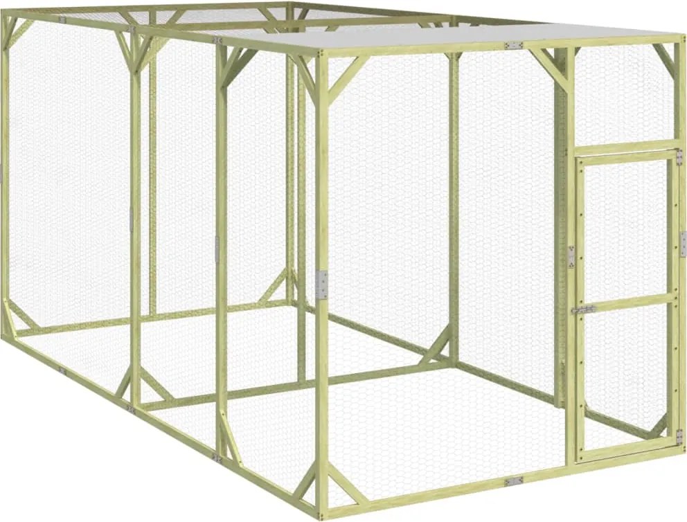 vidaXL Coteț de găini, 200 x 400 x 200 cm, lemn masiv de pin impregnat