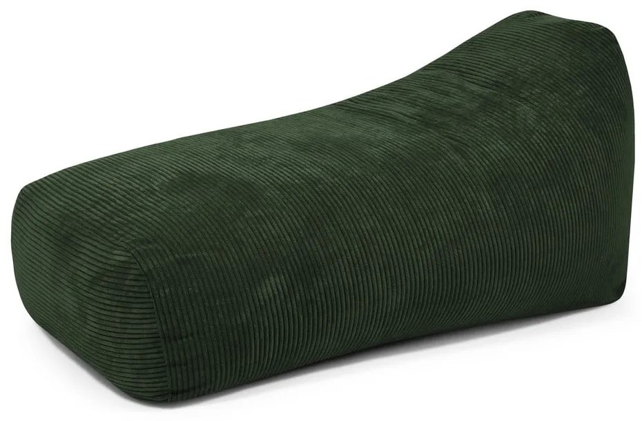 Fotoliu bean bag verde cu tapițerie din catifea reiată Snug Long 140 – SLOWDOWN