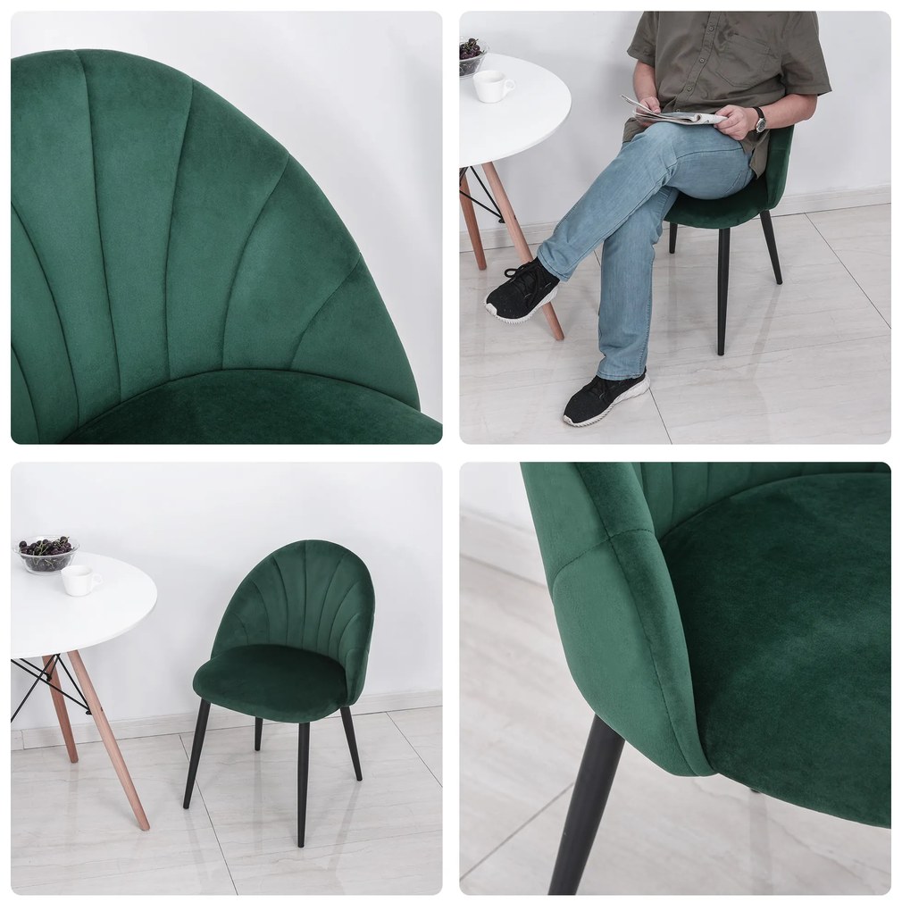 HOMCOM Set de 2 Scaune Căptușite fără Cotiere, Scaune pentru Sufrageri sau Bucatarie, 50x54x80 cm, Verde | Aosom Romania
