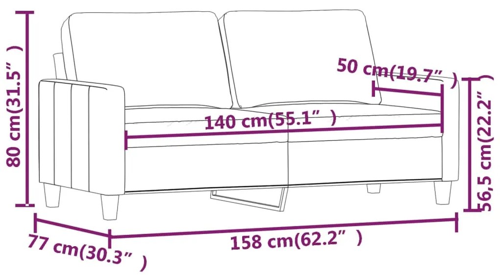 Canapea cu 2 locuri, negru, 140 cm, piele ecologica