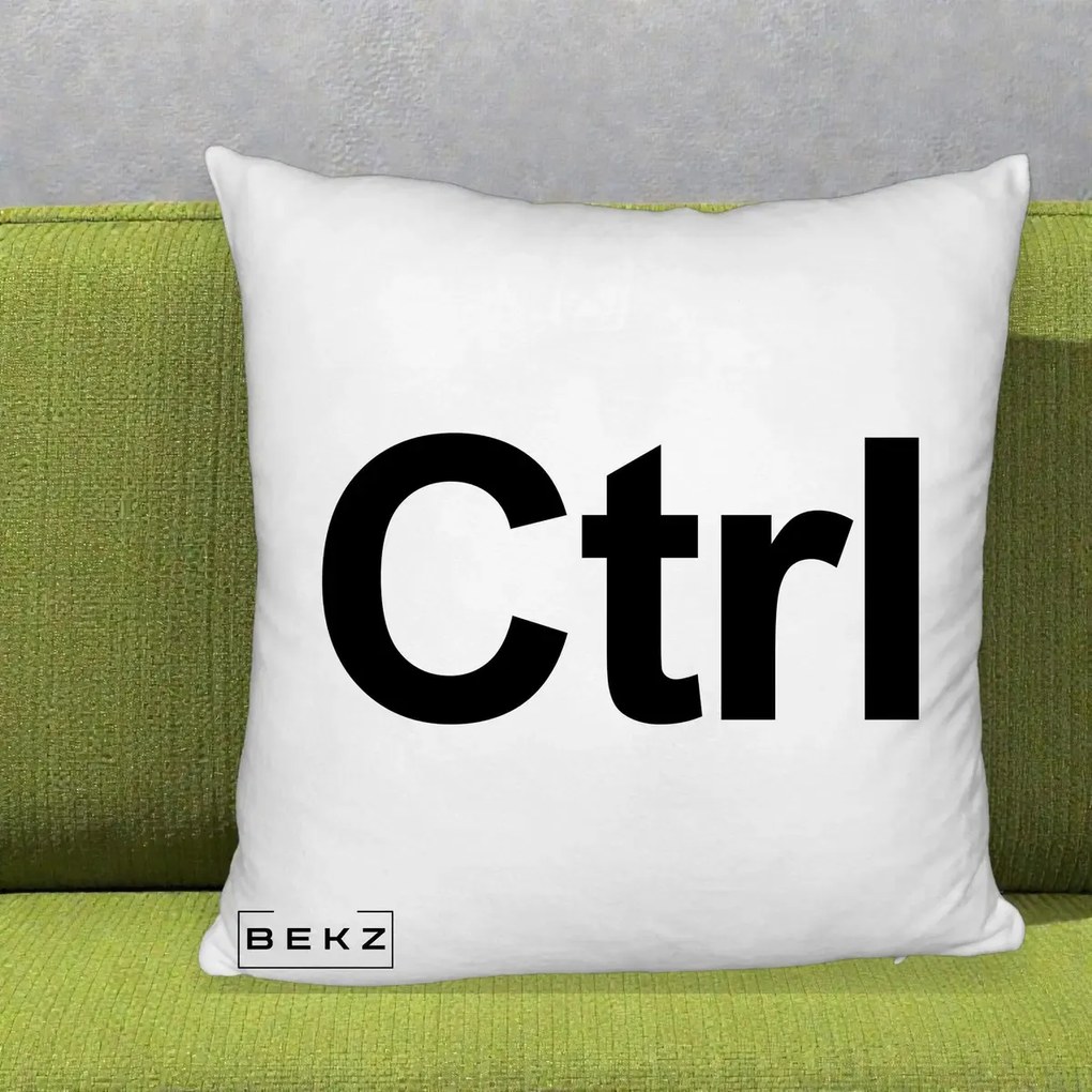 Perna Personalizata Tasta Ctrl Tipografie Bold, 40x40 cm, Alb Pufos, Husa Detasabila, Perna Inclusa, BEKZ®