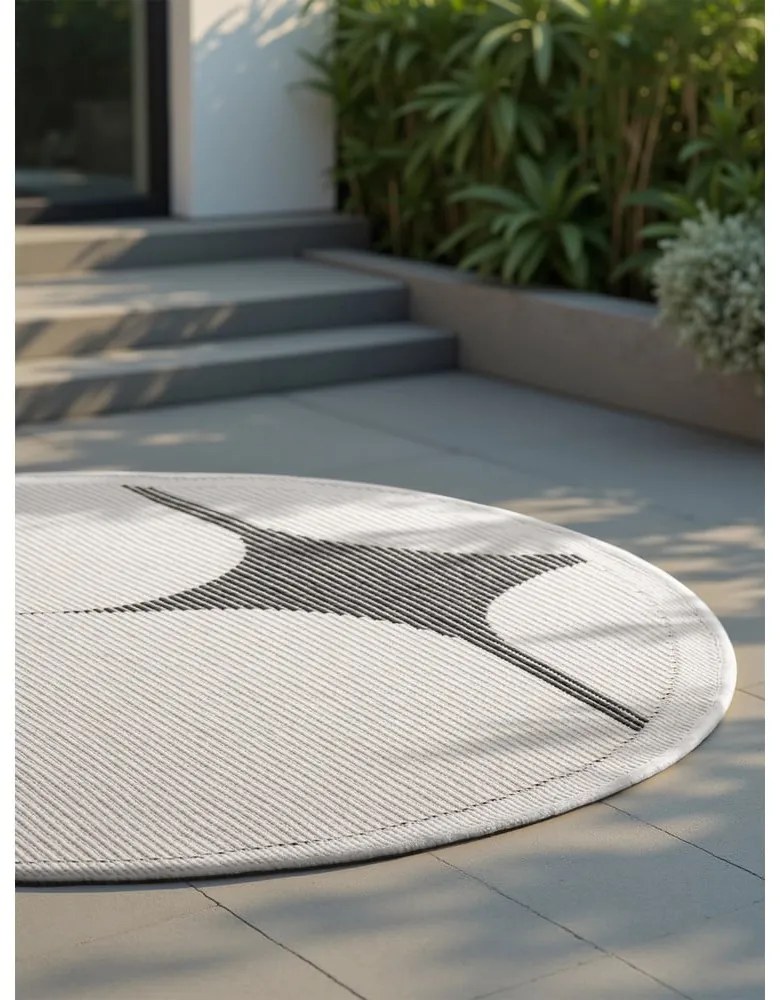 Covor pentru exterior și interior alb-negru rotund ø 160 cm Duet Bowen – NORTHRUGS