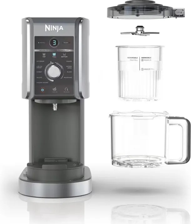 Masina de inghetata Ninja Creami Deluxe NC502EU, 800W, 10 programe, 2 recipiente 709 ml, CREAMify, Negru