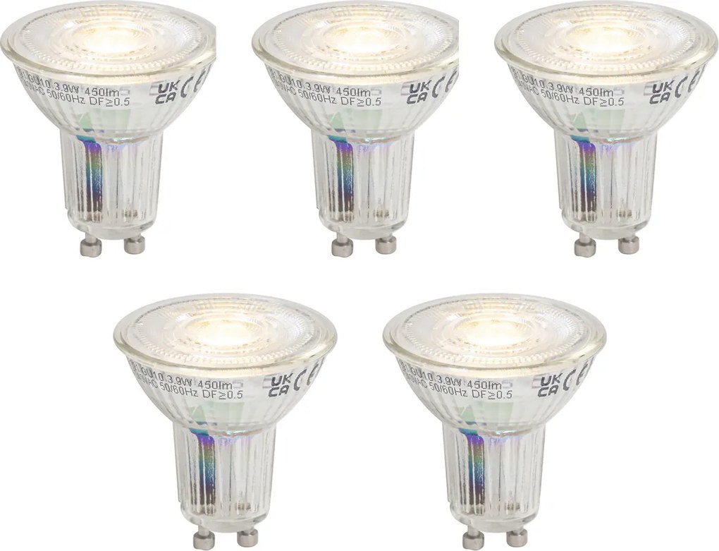 Set de 5 becuri LED GU10 dimabile 3.9W 450 lm 3000K Durată lungă de viață