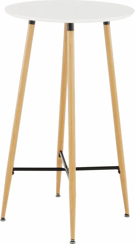 Masă de bar, alb/stejar, diametru 60 cm, IMAM