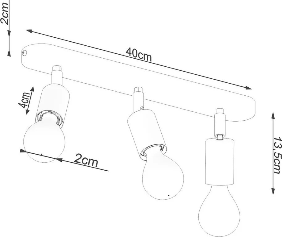 Plafonieră neagră din metal ø 6 cm Brando – Sollux