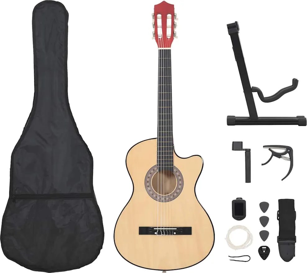vidaXL Set chitară acustică occidentală 12 piese, cu 6 corzi, 38"