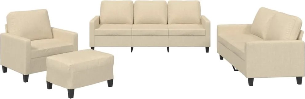 vidaXL Set de canapele cu perne, 4 piese, crem, textil